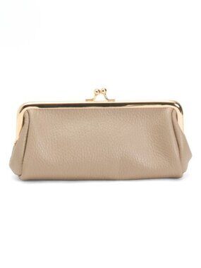 MARLON Made In Italy Leather Kiss Lock Pouch